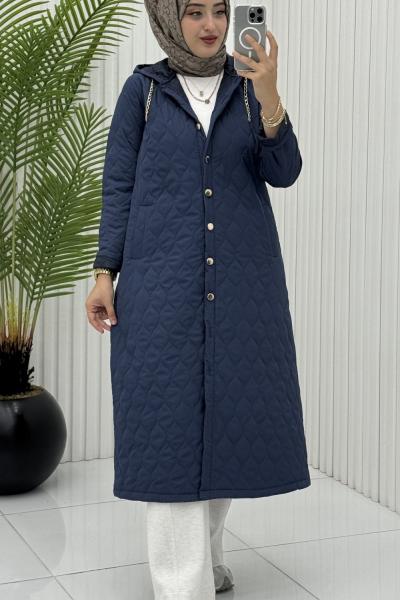 Gözde Kapitone Mont Lacivert