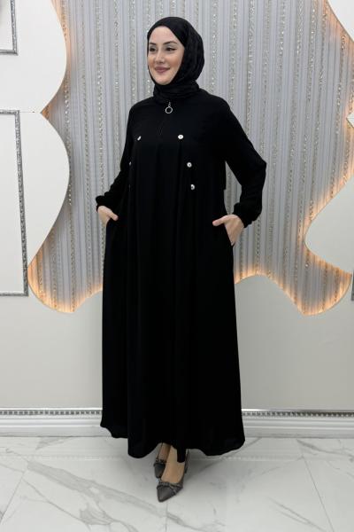 3 Düğme Elbise Siyah