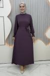 Arşin Taşlı Elbise Mor