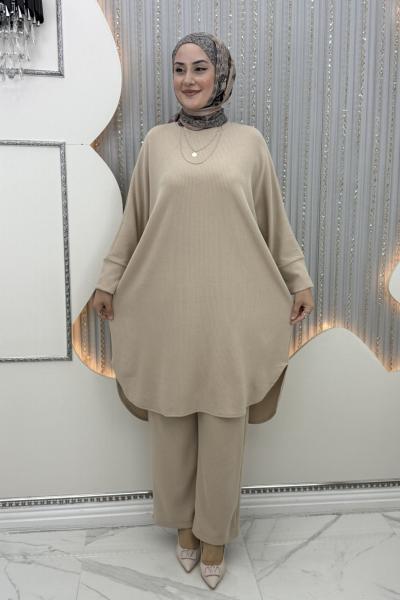 Beyhude Pantolonlu Takım Krem