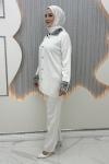 Büklüm Pantolonlu Takım Krem