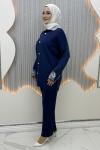 Büklüm Pantolonlu Takım Lacivert