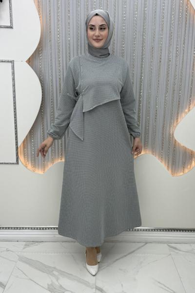 Bükra Elbise Gri