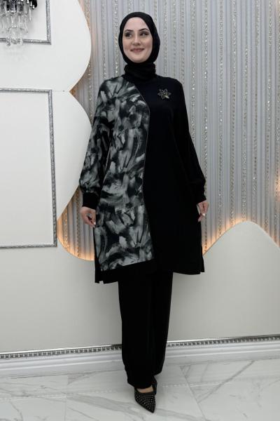 Caneda Pantolonlu Takım Gri