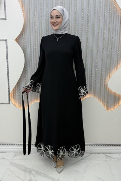 Çiçek Abiye Siyah