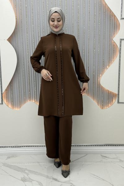 Çift taraf taşlı takım  Koyu Kahverengi