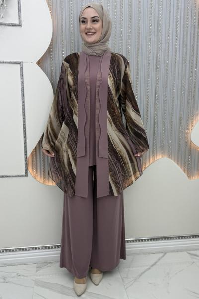 Dize Pantolonlu Takım Gül