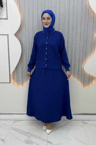 Elara Etekli Takım Saks Mavisi