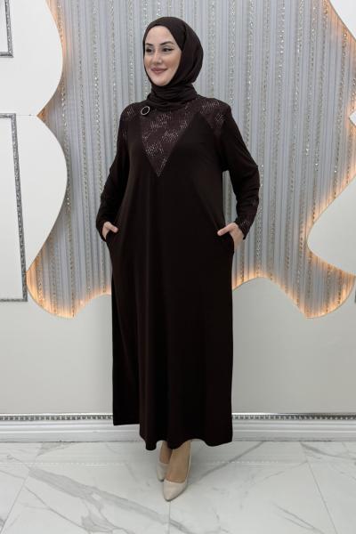 Halide Elbise Kahverengi