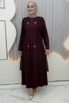 Hanımtül Hırkalı Elbise Bordo