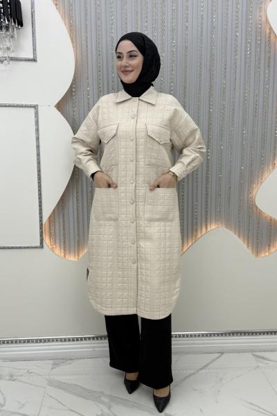 Hüma Kapitone Kap Krem