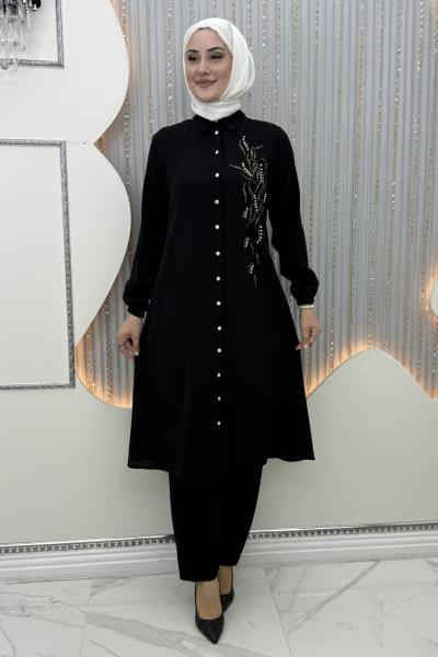 İkra Pantolonlu Takım Siyah