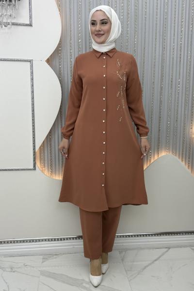 İkra Pantolonlu Takım Kiremit