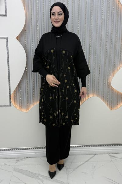 Kalp Simli 3’lü Takım Siyah