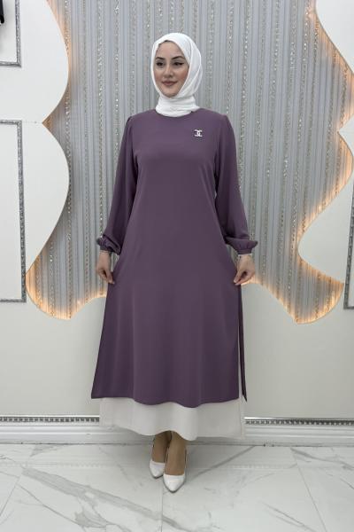 Katarina Çift Katlı Elbise Mor
