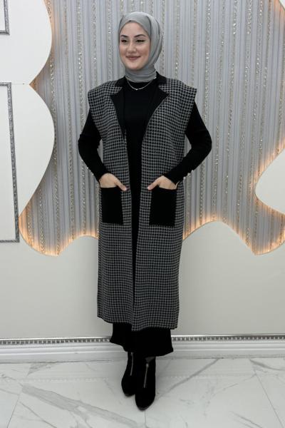 Laris Elbiseli Hırka Gri