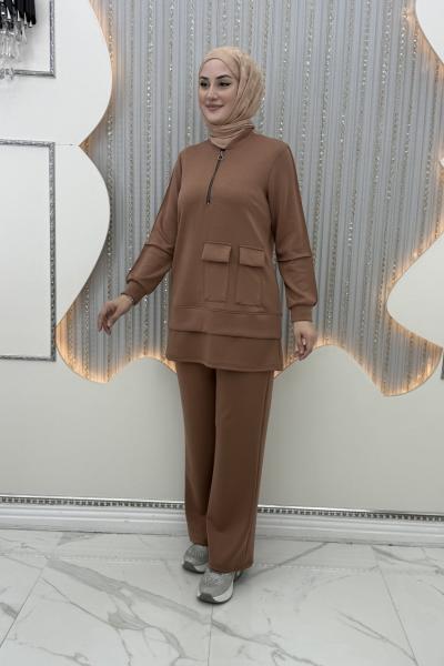 Maya Pantolonlu Takım Sütlü Kahve