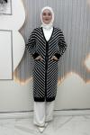 Mehlika Çizgili Hırka Siyah