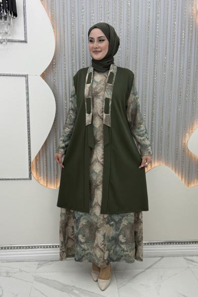 Mehra Elbiseli Hırka Haki