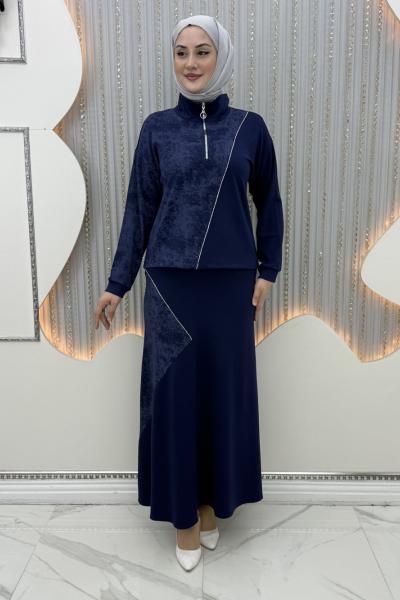 Melodi Etekli Takım Lacivert