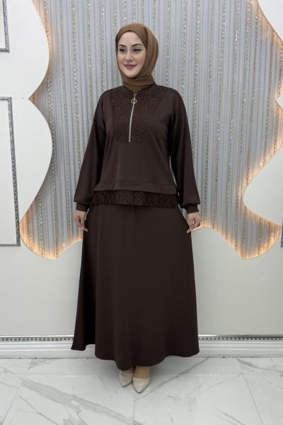 Merve Etekli Takım Kahverengi