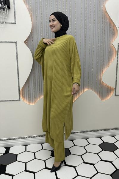 Pelin Triko Takım Yağ Yeşili