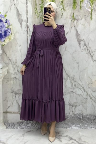 Peri Şifon Elbise Mor