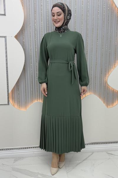 Piliseli düşsel elbise  Haki