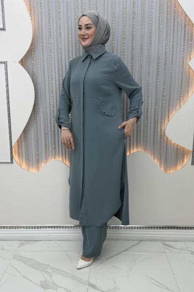 Riya Pantolonlu Takım Gri