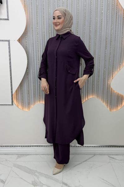 Riya Pantolonlu Takım Mor