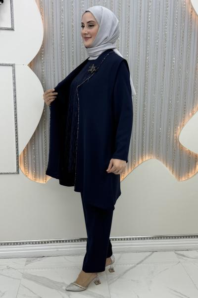 Şehnaz Pantolonlu Takım Lacivert