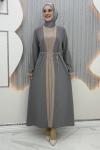 Simay Elbiseli Hırka Gri