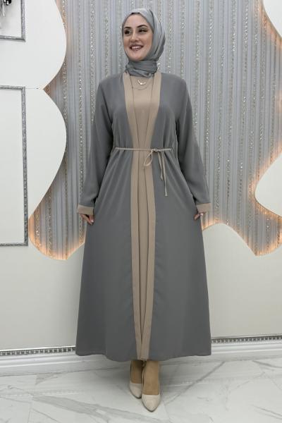 Simay Elbiseli Hırka Gri