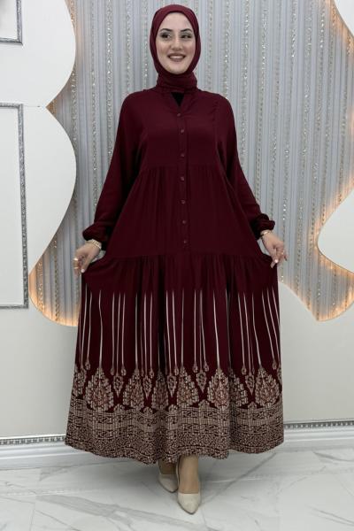 Tuğba viskon elbise Bordo