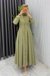 Açık Haki Premium Asel Elbise Tesettür Giyim