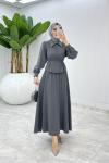 Antrasit Eftelya Etek Takım Tesettür Giyim