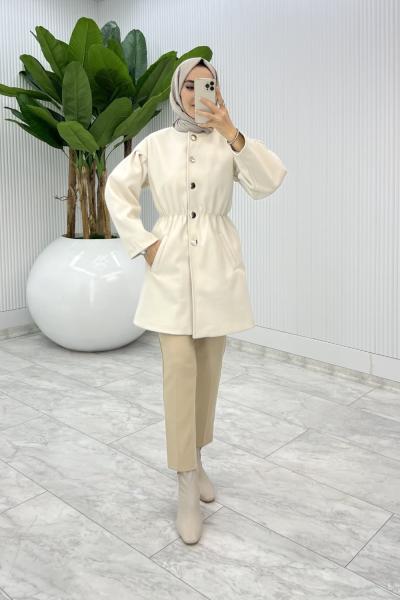 Bej Yelda Astarlı Kaşe Tesettür Giyim