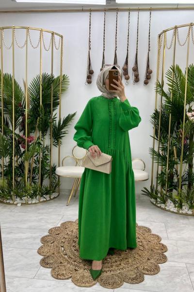 Benetton Avşar Keten Elbise Tesettür Giyim