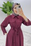 Bordo Ajda Elbise Tesettür Giyim