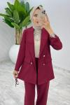 Bordo Hande Ceket Takım Tesettür Giyim