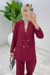 Bordo Hande Ceket Takım Tesettür Giyim