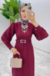 Bordo Kalem Elbise Tesettür Giyim