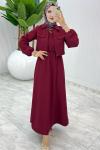 Bordo Oylat Elbise Tesettür Giyim