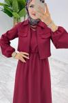 Bordo Oylat Elbise Tesettür Giyim