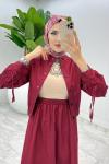 Bordo Premium İclal Etek Takım Tesettür Giyim