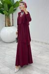 Bordo Premium Diva Elbise Tesettür Giyim