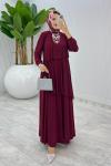Bordo Premium Diva Elbise Tesettür Giyim
