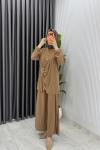 Camel Figen Pantolon Takım Tesettür Giyim