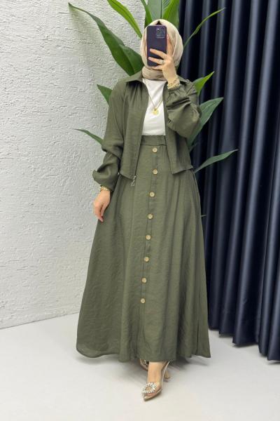 Haki Seren Takım Tesettür Giyim