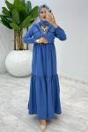 İndigo Hicran Elbise Takım Tesettür Elbise